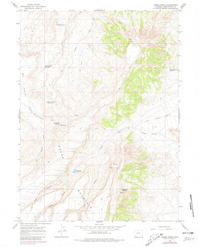 United States Geological Survey Horse Ranch, WY (1964, 24000-Scale) digital map