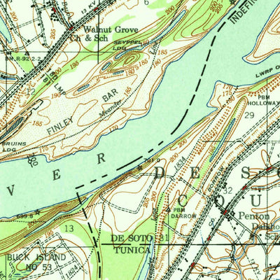 United States Geological Survey Horseshoe Lake, AR-MS-TN (1954, 62500-Scale) digital map