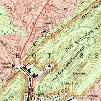 United States Geological Survey Hot Springs North, AR (1966, 24000-Scale) digital map