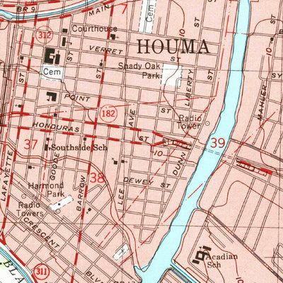 United States Geological Survey Houma, LA (1998, 24000-Scale) digital map