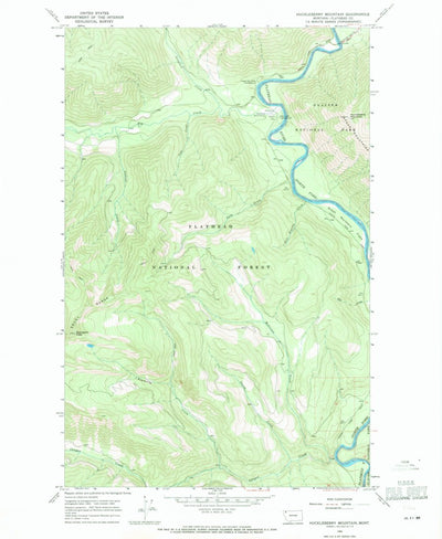 United States Geological Survey Huckleberry Mountain, MT (1966, 24000-Scale) digital map