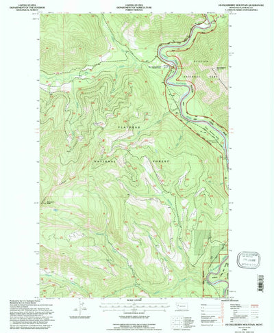 United States Geological Survey Huckleberry Mountain, MT (1994, 24000-Scale) digital map