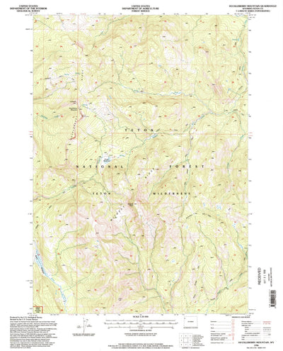 United States Geological Survey Huckleberry Mountain, WY (1996, 24000-Scale) digital map