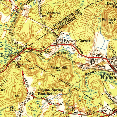 United States Geological Survey Hudson, MA (1943, 31680-Scale) digital map