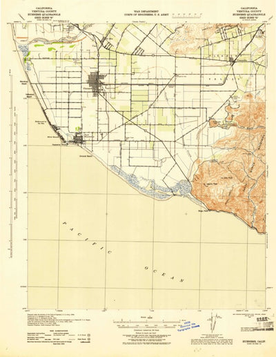 United States Geological Survey Hueneme, CA (1943, 62500-Scale) digital map