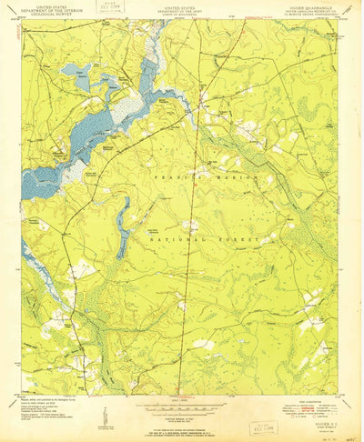 United States Geological Survey Huger, SC (1950, 24000-Scale) digital map
