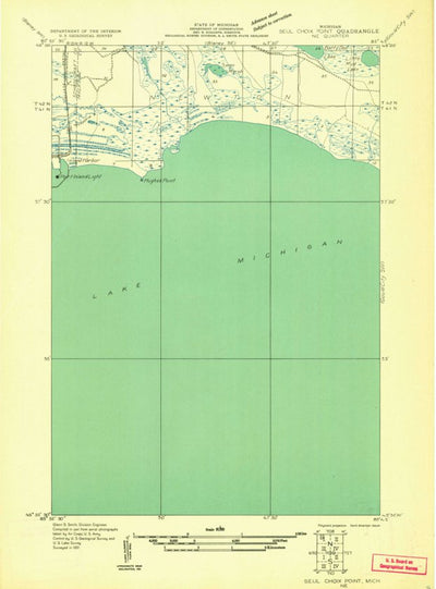 United States Geological Survey Hughes Point, MI (1931, 31680-Scale) digital map