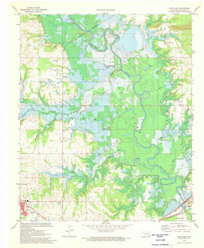 United States Geological Survey Hugo Dam, OK (1971, 24000-Scale) digital map