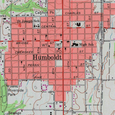 United States Geological Survey Humboldt, KS (1966, 24000-Scale) digital map