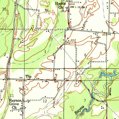 United States Geological Survey Hunter, AR (1958, 62500-Scale) digital map