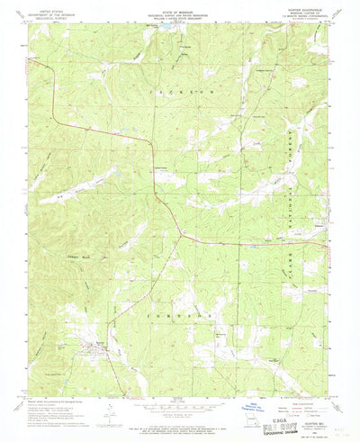 United States Geological Survey Hunter, MO (1968, 24000-Scale) digital map