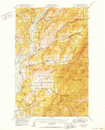 United States Geological Survey Hunters, WA (1950, 62500-Scale) digital map