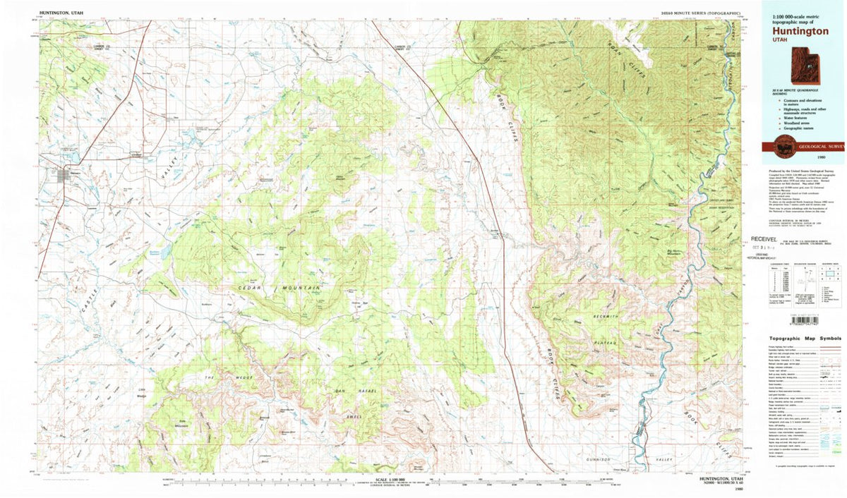 Map Scale Utah Huntington, UT (1980, 100000-Scale) Map by United States Geological ...