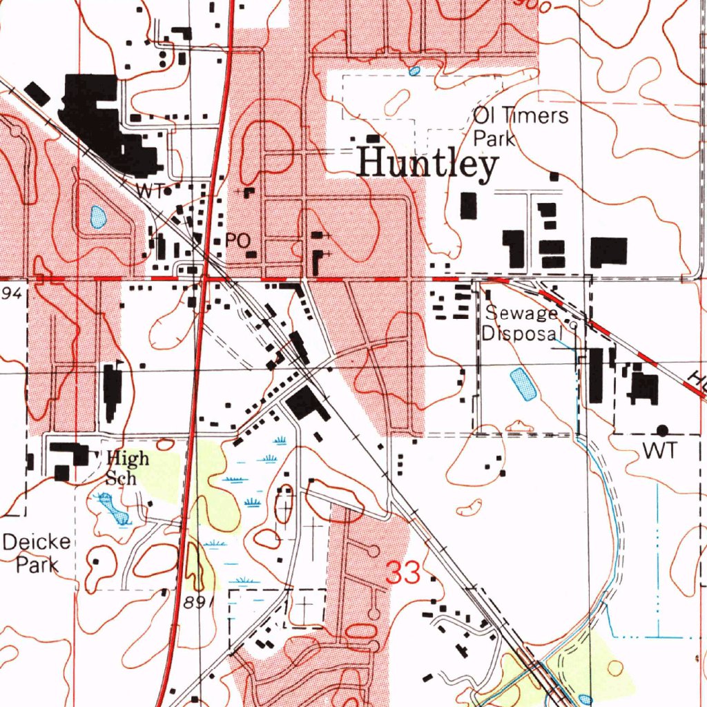 Hunley Map Huntley, IL (1992, 24000-Scale) Map by United States Geological Survey ...