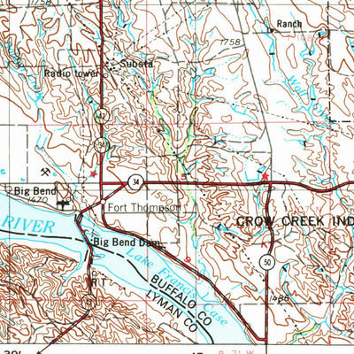 United States Geological Survey Huron, SD (1954, 250000-Scale) digital map