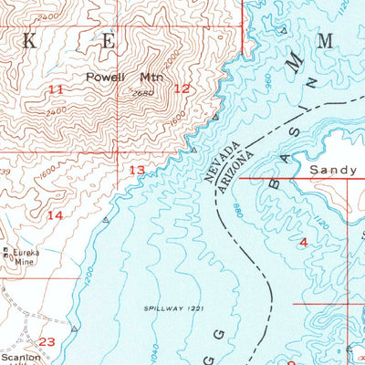 United States Geological Survey Iceberg Canyon, NV-AZ (1953, 62500-Scale) digital map