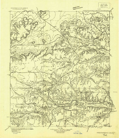 United States Geological Survey Independence Draw, TX (1929, 125000-Scale) digital map
