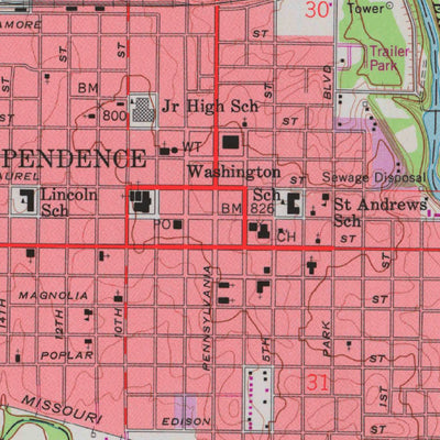 United States Geological Survey Independence, KS (1959, 24000-Scale) digital map