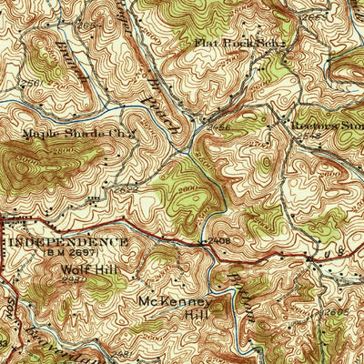 United States Geological Survey Independence, VA-NC (1933, 62500-Scale) digital map