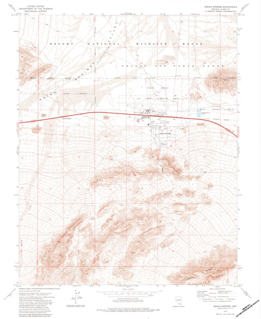 Indian Springs, NV (1973, 24000-Scale) Map by United States Geological ...