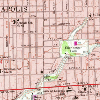United States Geological Survey Indianapolis East, IN (1967, 24000-Scale) digital map