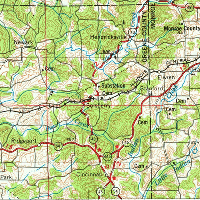 United States Geological Survey Indianapolis, IN-IL (1953, 250000-Scale) digital map