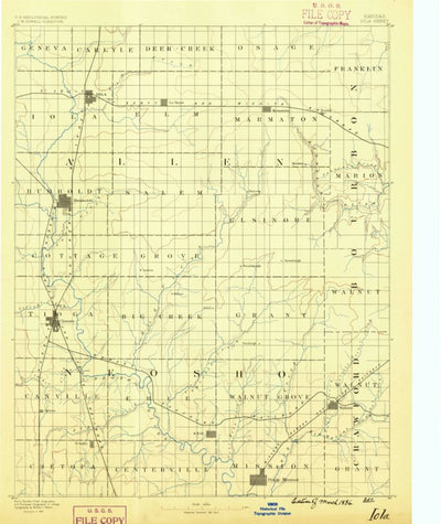 United States Geological Survey Iola, KS (1886, 125000-Scale) digital map