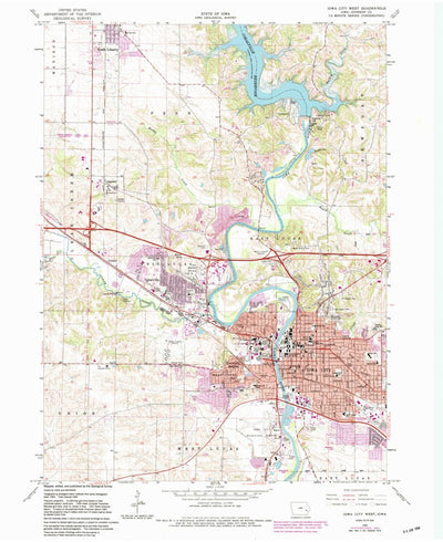 United States Geological Survey Iowa City West, IA (1965, 24000-Scale) digital map
