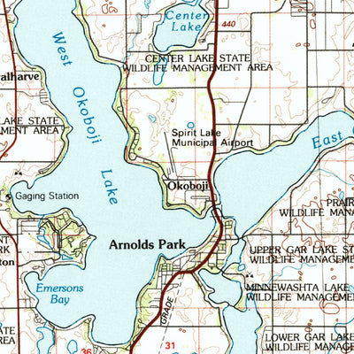 United States Geological Survey Iowa Great Lakes, IA-MN (1985, 100000-Scale) digital map