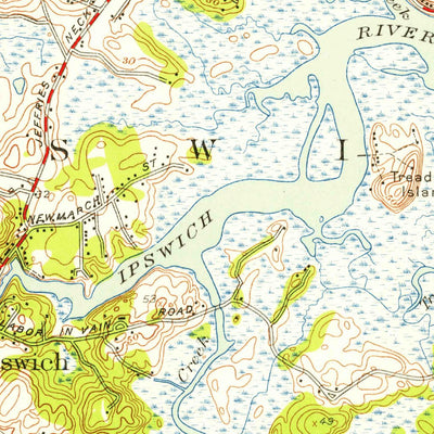 United States Geological Survey Ipswich, MA (1950, 31680-Scale) digital map