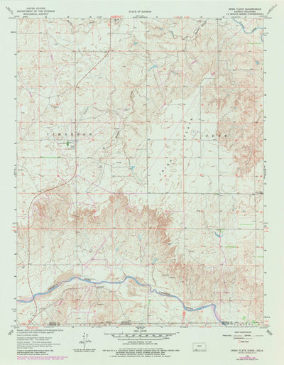 United States Geological Survey Irish Flats, KS-OK (1963, 24000-Scale) digital map