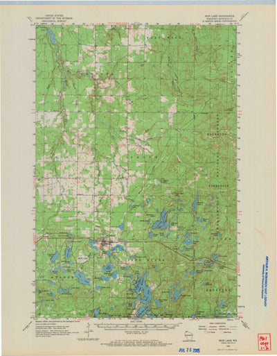 United States Geological Survey Iron Lake, WI (1961, 62500-Scale) digital map