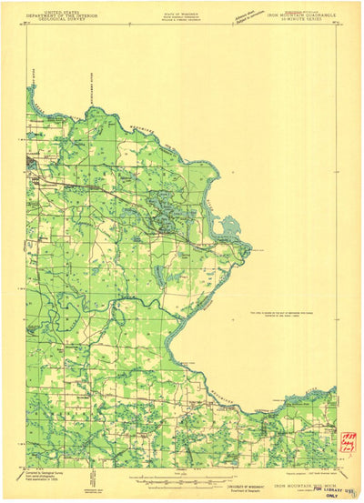 United States Geological Survey Iron Mountain, WI-MI (1941, 48000-Scale) digital map