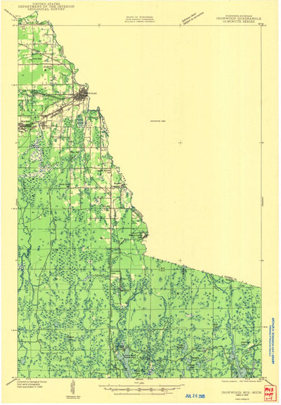 United States Geological Survey Ironwood, MI-WI (1943, 48000-Scale) digital map