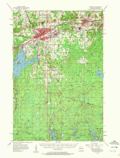 United States Geological Survey Ironwood, MI-WI (1955, 62500-Scale) digital map