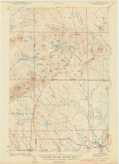 United States Geological Survey Island Falls, ME (1942, 62500-Scale) digital map