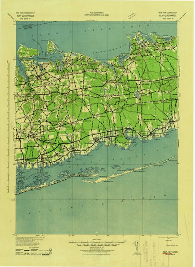 United States Geological Survey Islip, NY-CT (1942, 125000-Scale) digital map