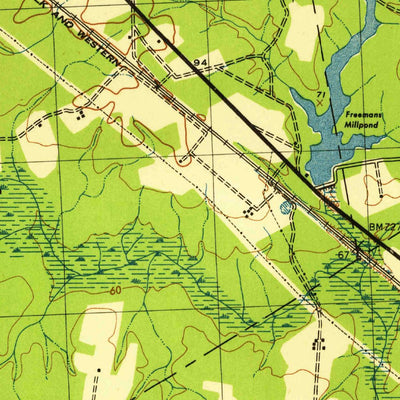 United States Geological Survey Ivor, VA (1945, 31680-Scale) digital map
