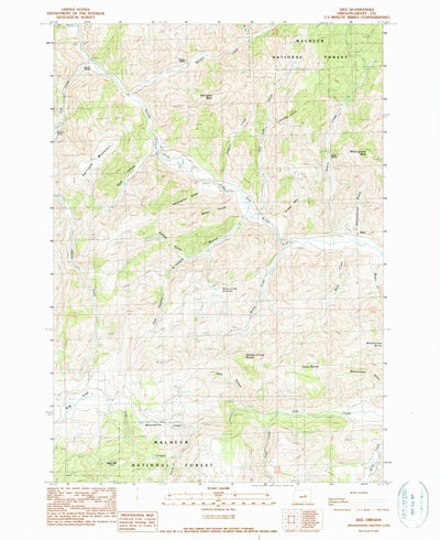United States Geological Survey Izee, OR (1990, 24000-Scale) digital map