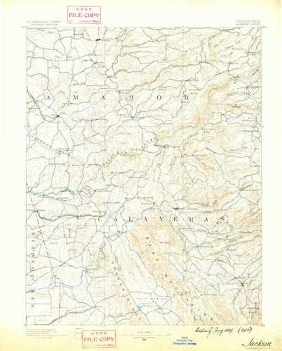 United States Geological Survey Jackson, CA (1889, 125000-Scale) digital map