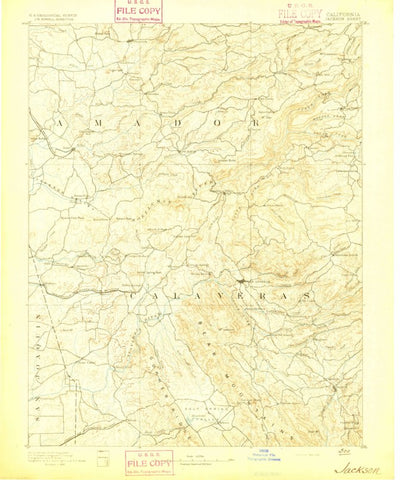 United States Geological Survey Jackson, CA (1892, 125000-Scale) digital map