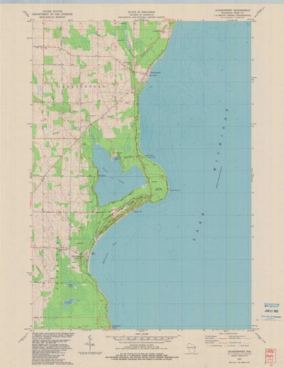 United States Geological Survey Jacksonport, WI (1982, 24000-Scale) digital map
