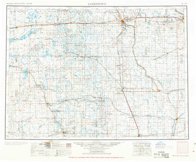 United States Geological Survey Jamestown, ND (1953, 250000-Scale) digital map