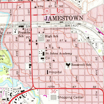 United States Geological Survey Jamestown, ND (1966, 24000-Scale) digital map