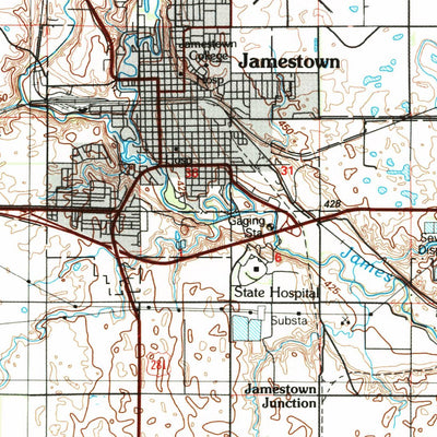 United States Geological Survey Jamestown, ND (1986, 100000-Scale) digital map