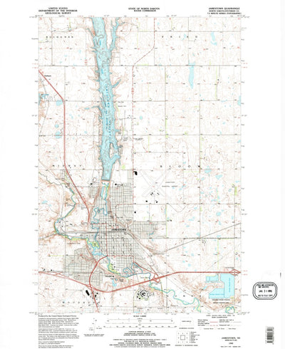 United States Geological Survey Jamestown, ND (1990, 24000-Scale) digital map