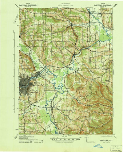 United States Geological Survey Jamestown, NY (1942, 62500-Scale) digital map