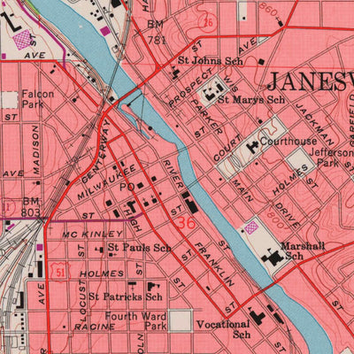 United States Geological Survey Janesville West, WI (1961, 24000-Scale) digital map