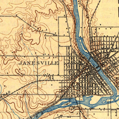United States Geological Survey Janesville, WI (1893, 62500-Scale) digital map