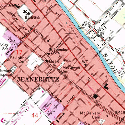 United States Geological Survey Jeanerette, LA (1963, 24000-Scale) digital map